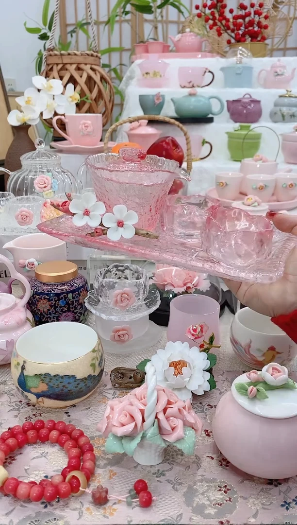 瓷片浪漫樱花粉色茶具20260101582