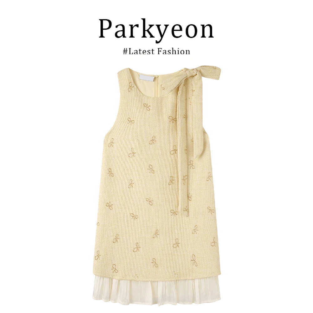 parkyeon小香风重工蝴蝶结背心连衣裙女夏季新款高级时尚别致短裙