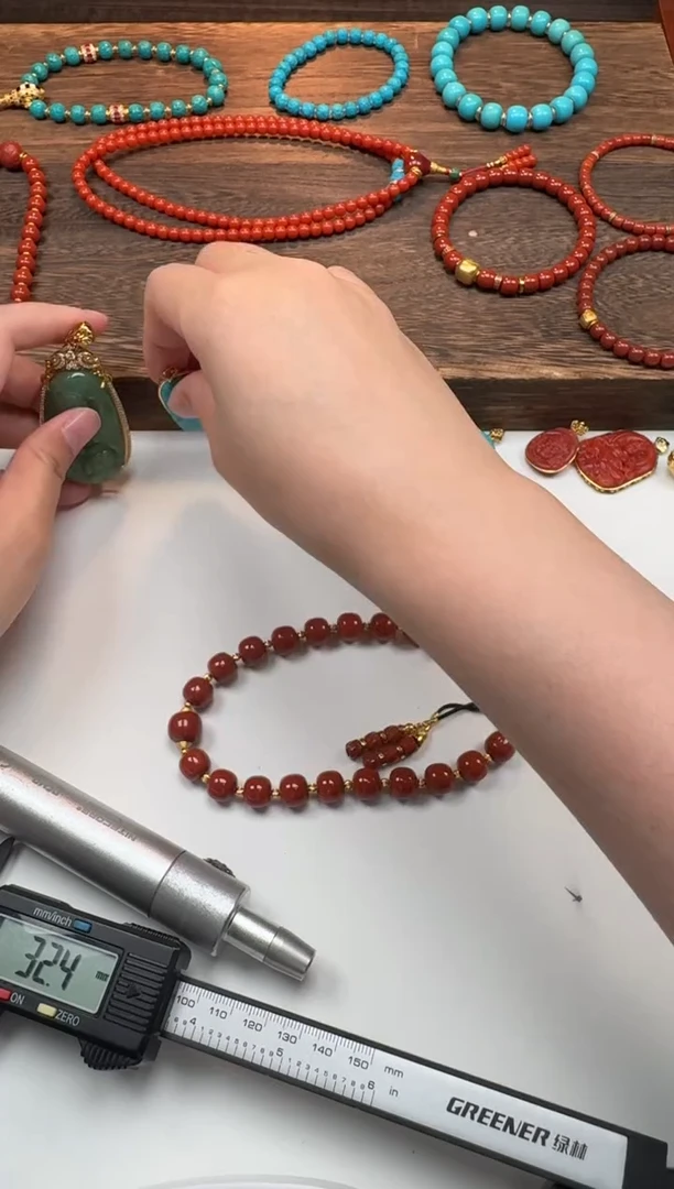 18K金镶嵌手串手串南红玛瑙迷*~手串手串