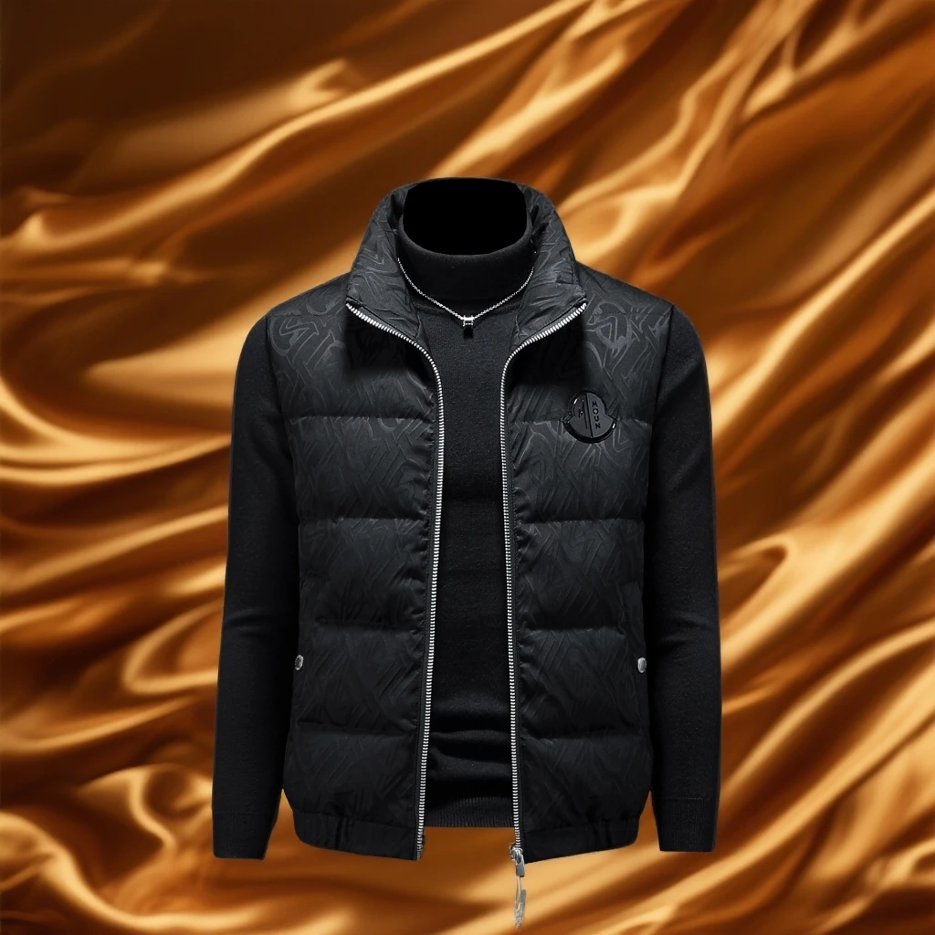 维斯克纳上衣新款羽绒马甲男外穿潮流字母提花徽章无袖羽绒服外套