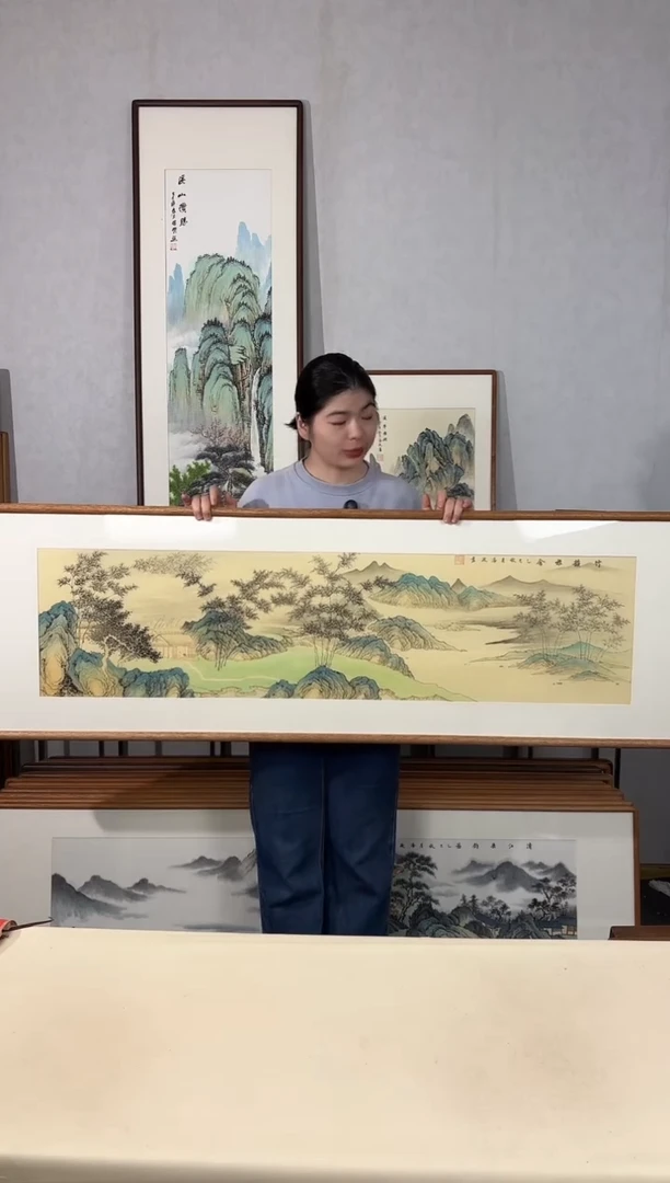 国画手绘*竹韵雅舍*52*172cm带框发货