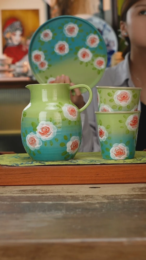 摆件景德镇釉下手绘陶瓷茶具，咖啡杯