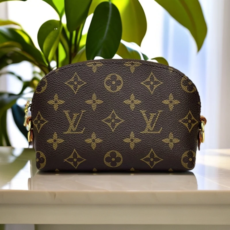 修复品LouisVuitton/路易威登中古老花小贝壳化妆包/久久专属