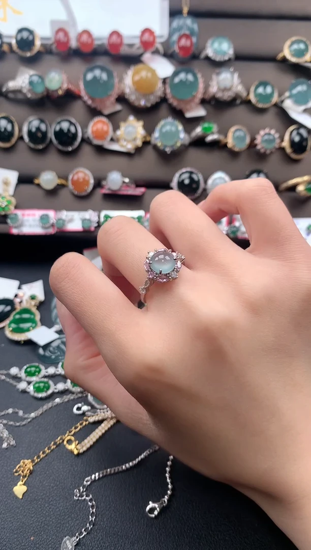 【闪购商品】翡翠戒指银S925镶嵌32133213