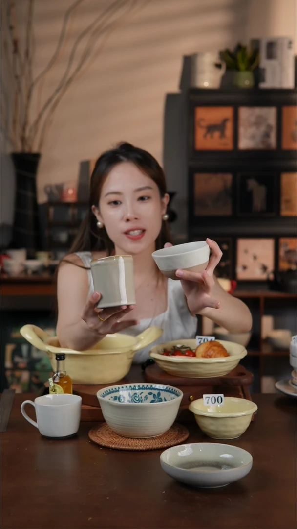 陶瓷窑变异型手握杯 白色红泥底小碗两件套 微瑕 凑满20发货