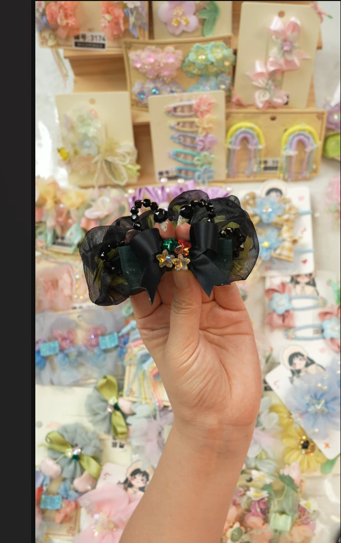 饰阿梁3441黑天鹅肠圈头饰儿童小女孩发夹发饰可爱甜美百搭手