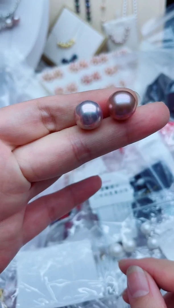 银S925镶嵌淡水珍珠耳饰耳钉