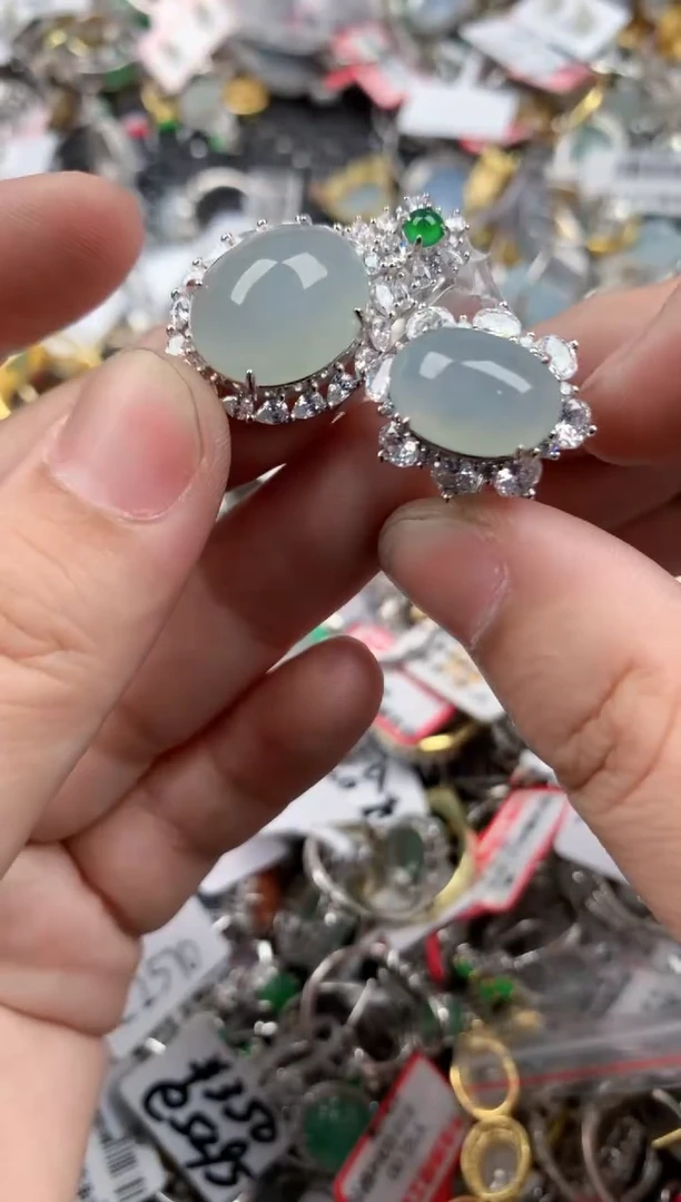 银S925镶嵌戒指翡翠13    8