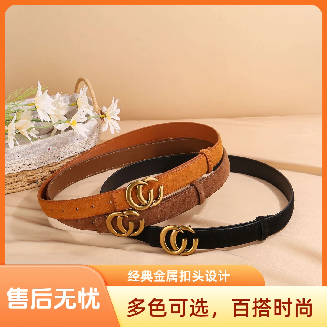法式磨砂面牛皮腰带百搭复古设计感高级感2025新款牛仔裤带皮带