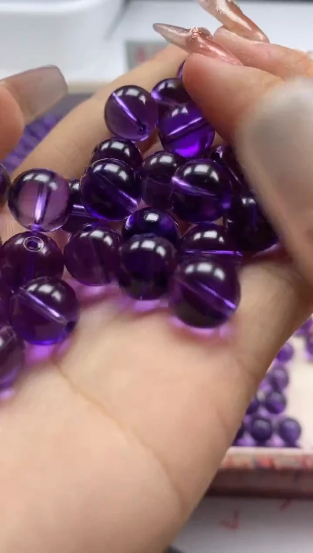 【闪购商品】水晶颈饰未镶嵌W2350全净体紫水晶10mm*10颗