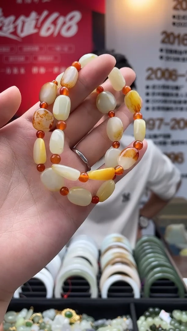 手串未镶嵌和田玉山流水原石手串一条