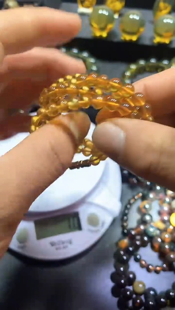 琥珀颈饰未镶嵌尚*天然缅甸琥珀108链子5+