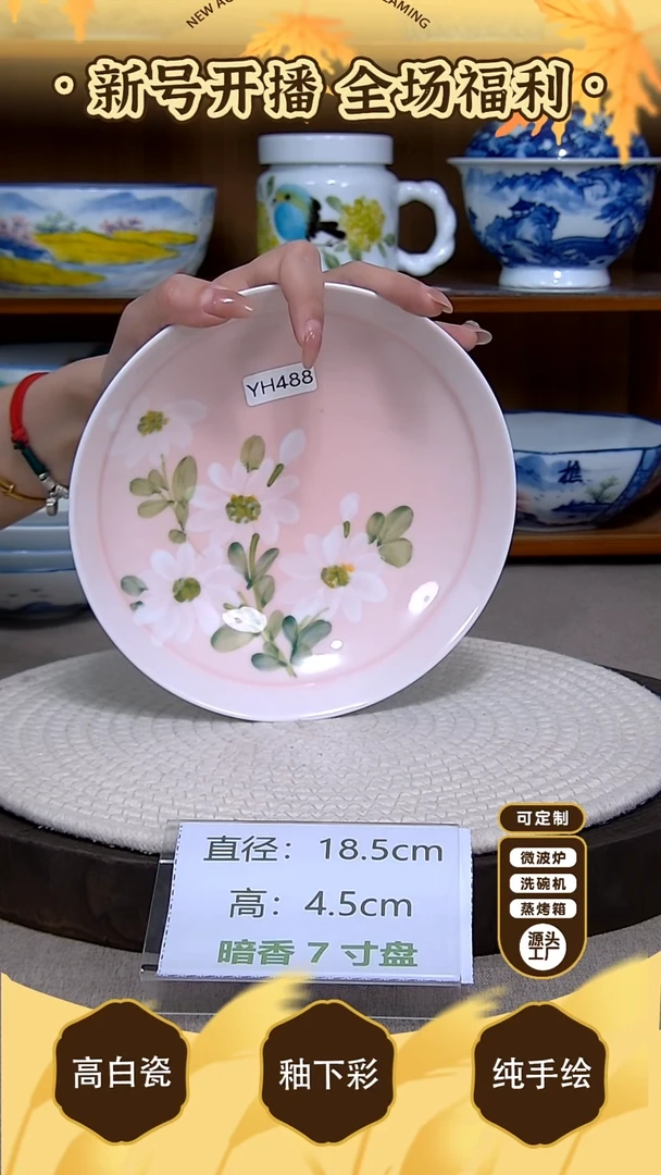 盘【陶源造】景德镇手绘釉下彩陶瓷餐具