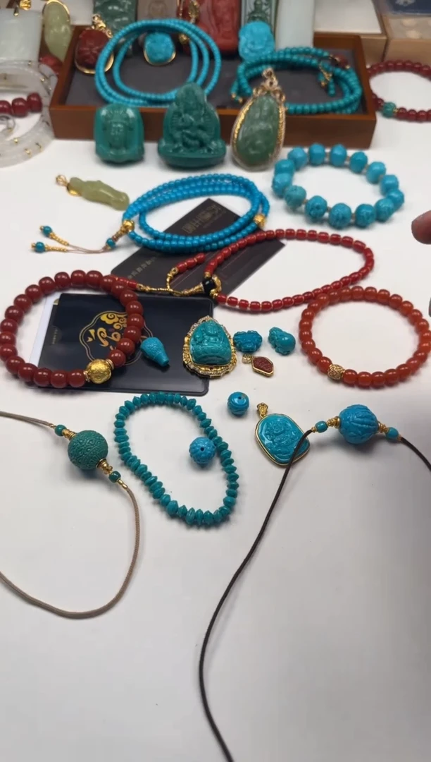 18K金镶嵌绿松石手串手串皮*～手串手串