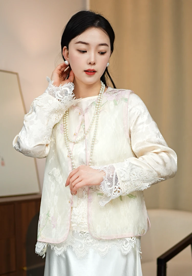 CHUNTIAN/李李国风【声漫漫】新中式欧根纱提花时尚马甲