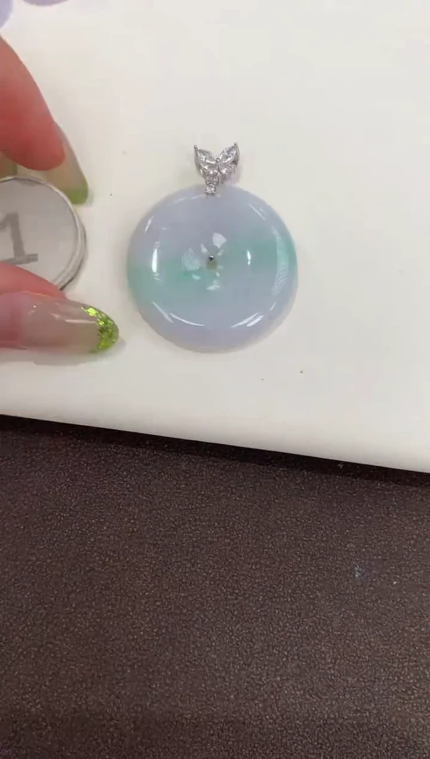 颈饰银S925镶嵌翡翠天然缅甸a货翡翠