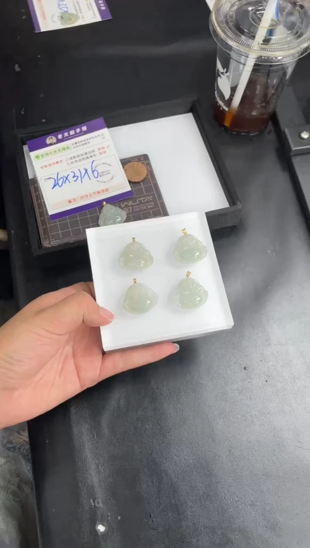 【闪购商品】翡翠挂件18K金镶嵌佛公FL10配绳/多样性发其一ZBCP