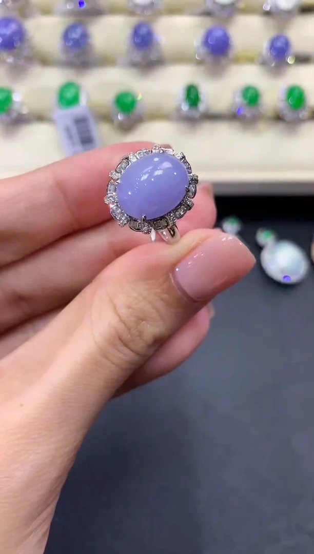 【闪购商品】翡翠戒指18K金镶嵌a155紫货有色差