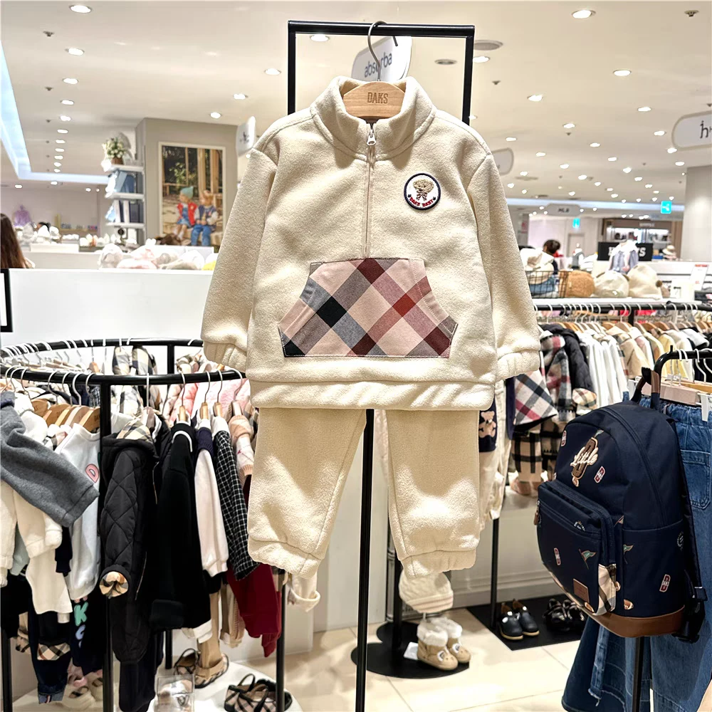 韩版24冬男宝加绒保暖帅气套装10025