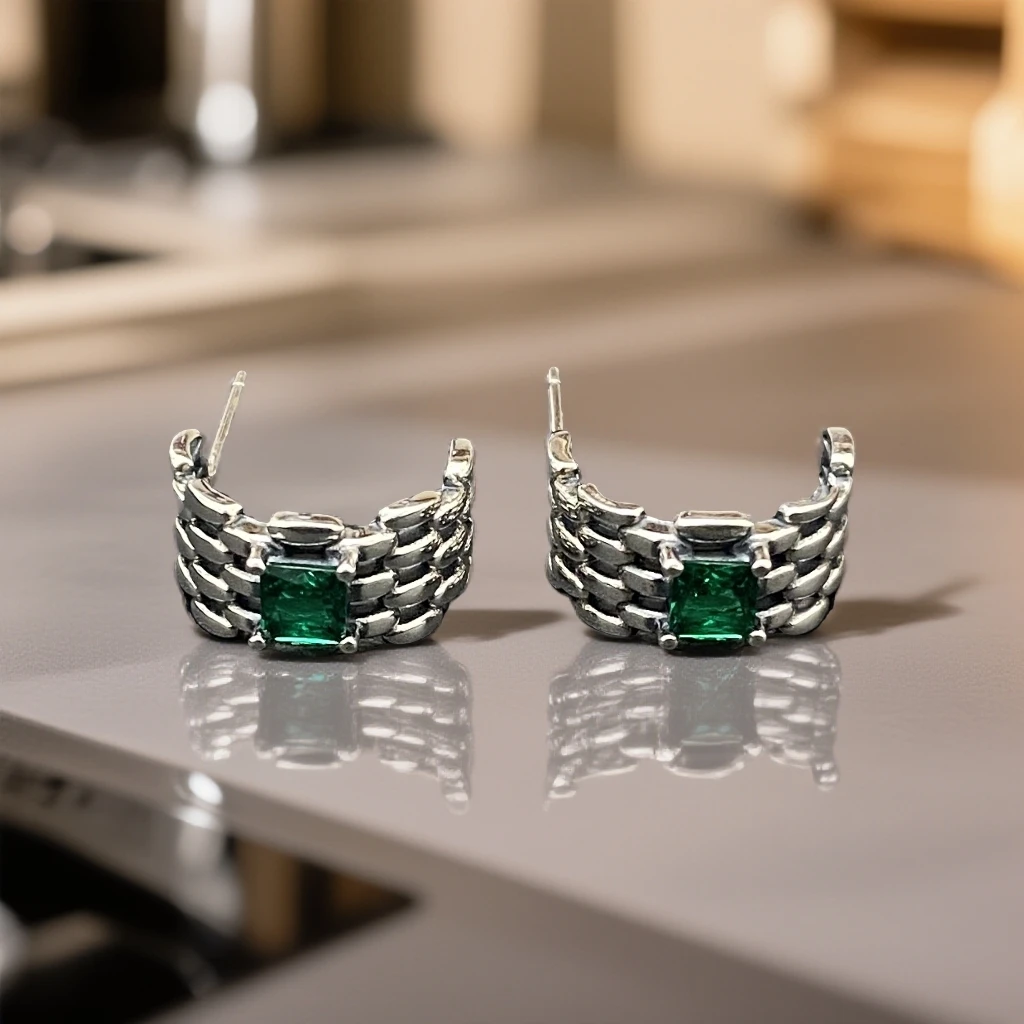 925银耳饰 时尚镶嵌耳饰 ES01010