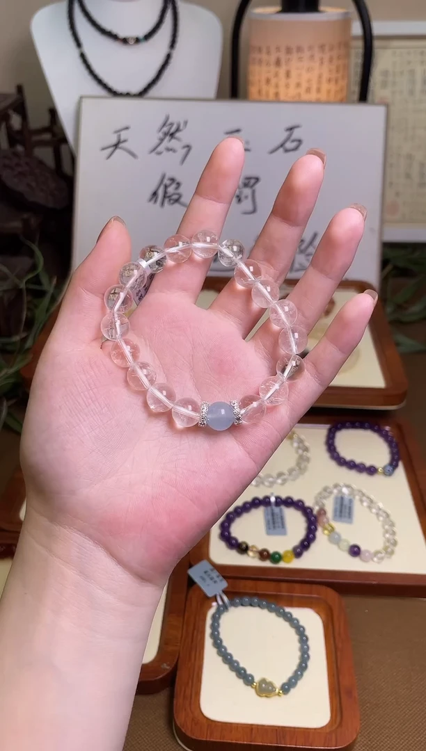 单圈10mm未镶嵌水晶白水晶手链