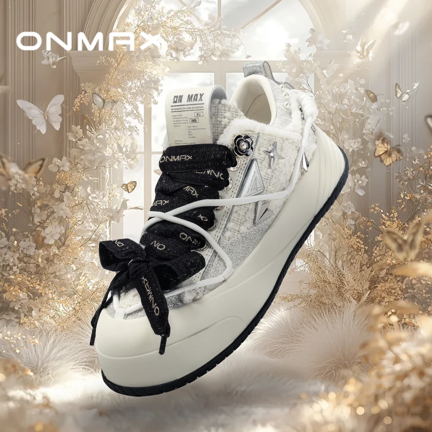 ONMAX纸飞机山茶花帆布厚底时尚保暖百搭2025春季上新走秀新款