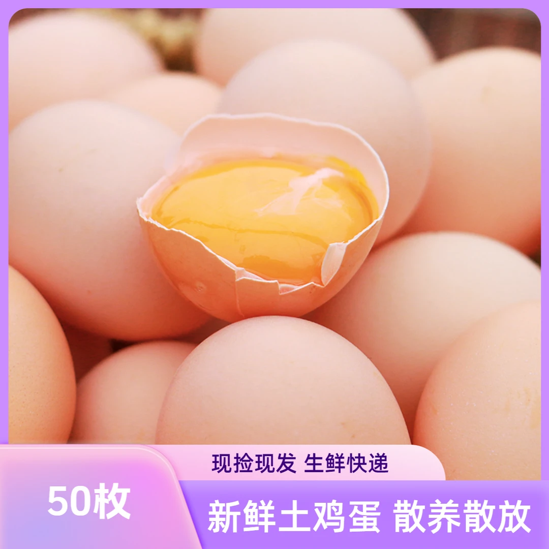 【土鸡蛋50枚】果园散养新鲜大土鸡蛋 现捡现发 谷物饲养 净重4-5斤