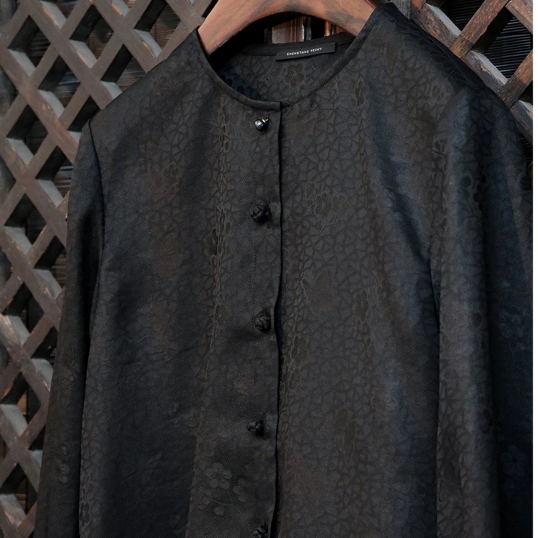 盛唐牡丹母亲节福利 | 冰裂梅花纹香云纱上衣（不支持七天无理由）