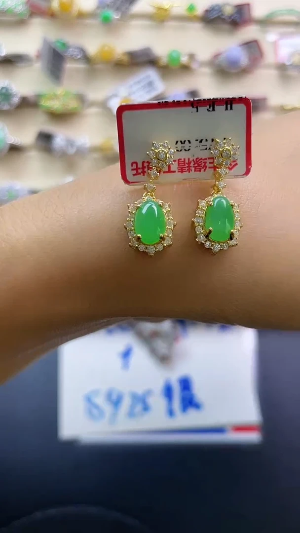 银S925镶嵌戒指翡翠翡翠 蛋面 银S925镶嵌