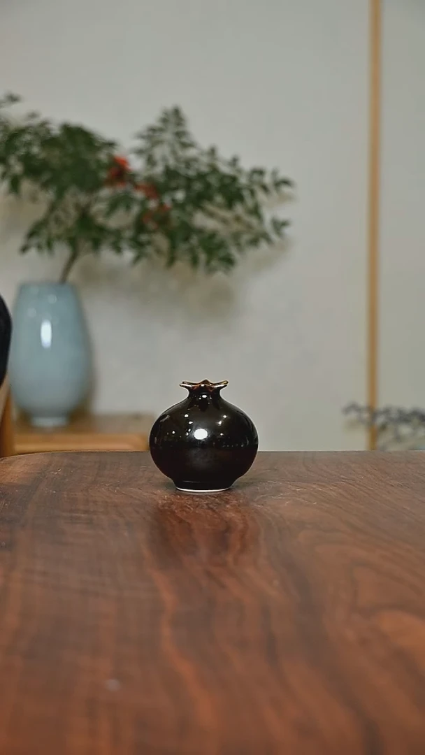 石榴瓶 矿石釉 微瑕 朱家汝窑款