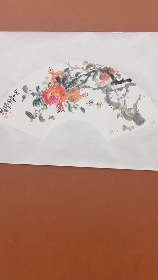 国画李文峰花鸟扇面