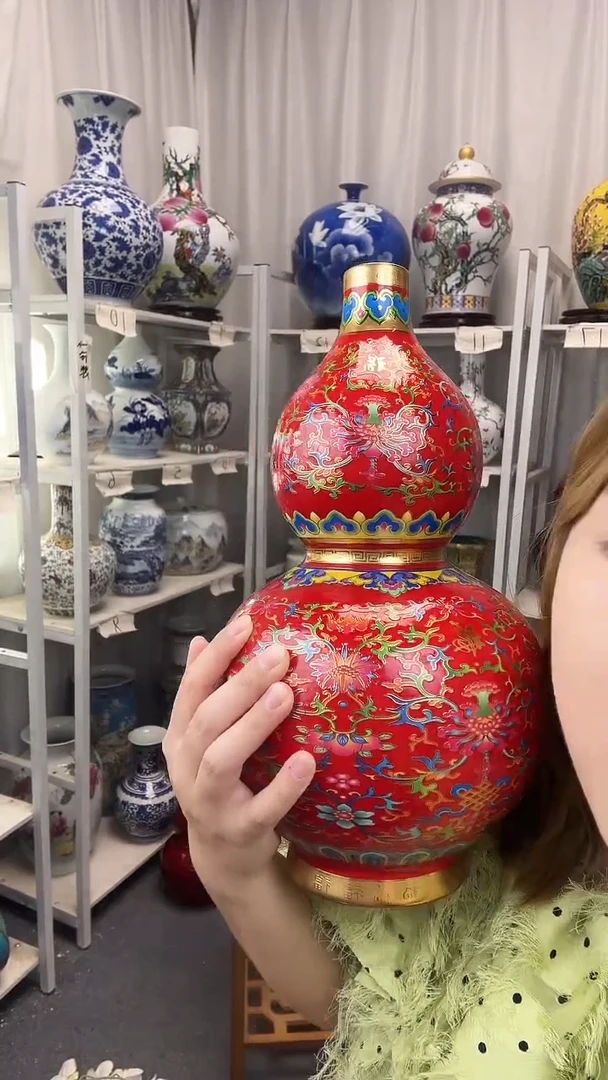 摆件景德镇掐丝红葫芦