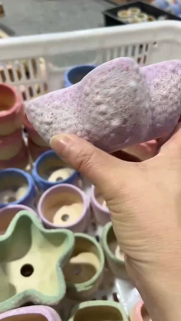 麦饭石粗陶多肉花盆9*5