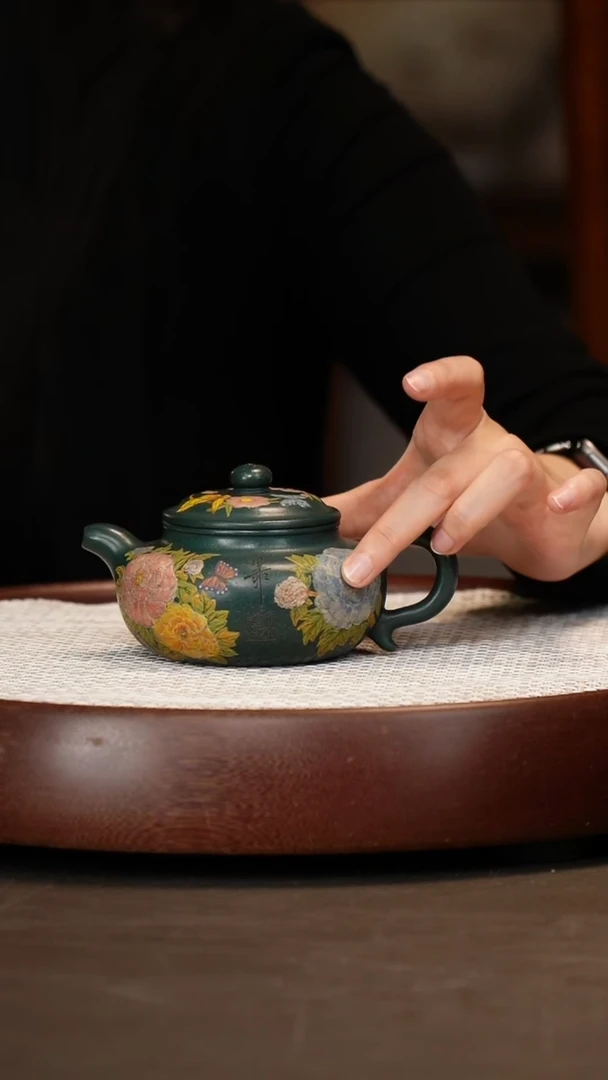 【江伯泽】仿古 老绿泥 240c+石鼓盆+小狮子
