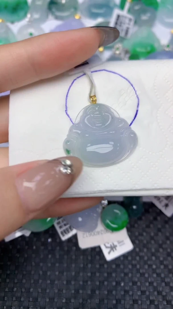 颈饰18K金镶嵌翡翠天然缅甸翡翠a货百元以上9元证书费自理