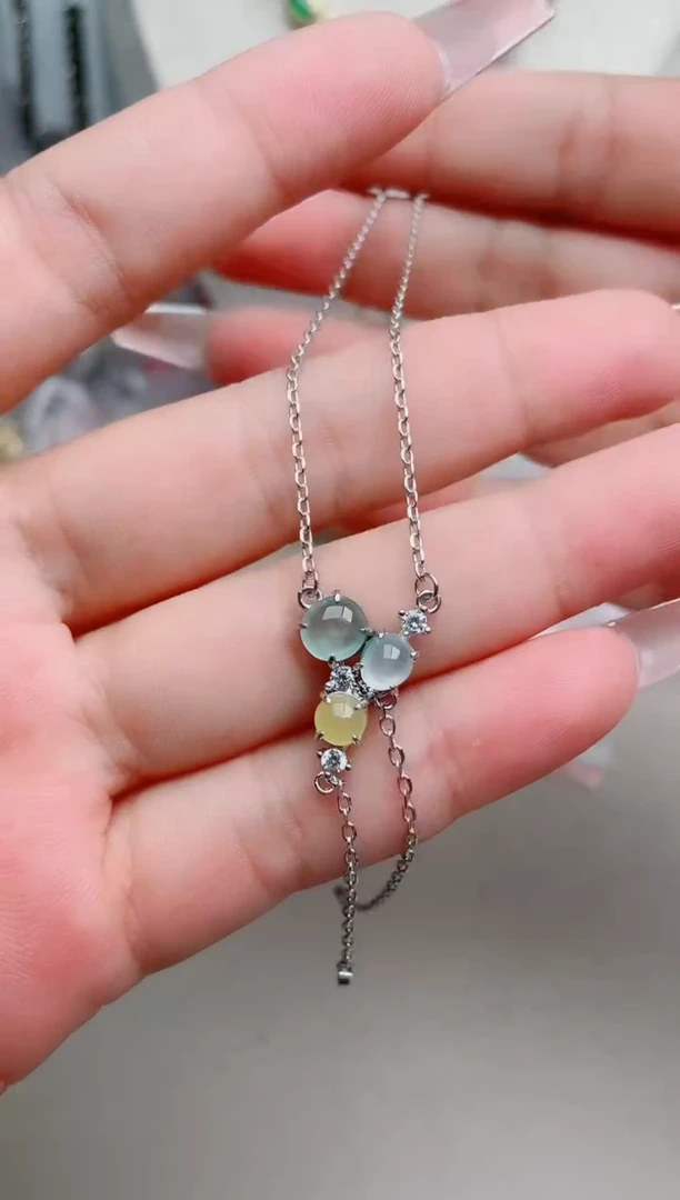 翡翠银S925镶嵌吊坠(不含链)、