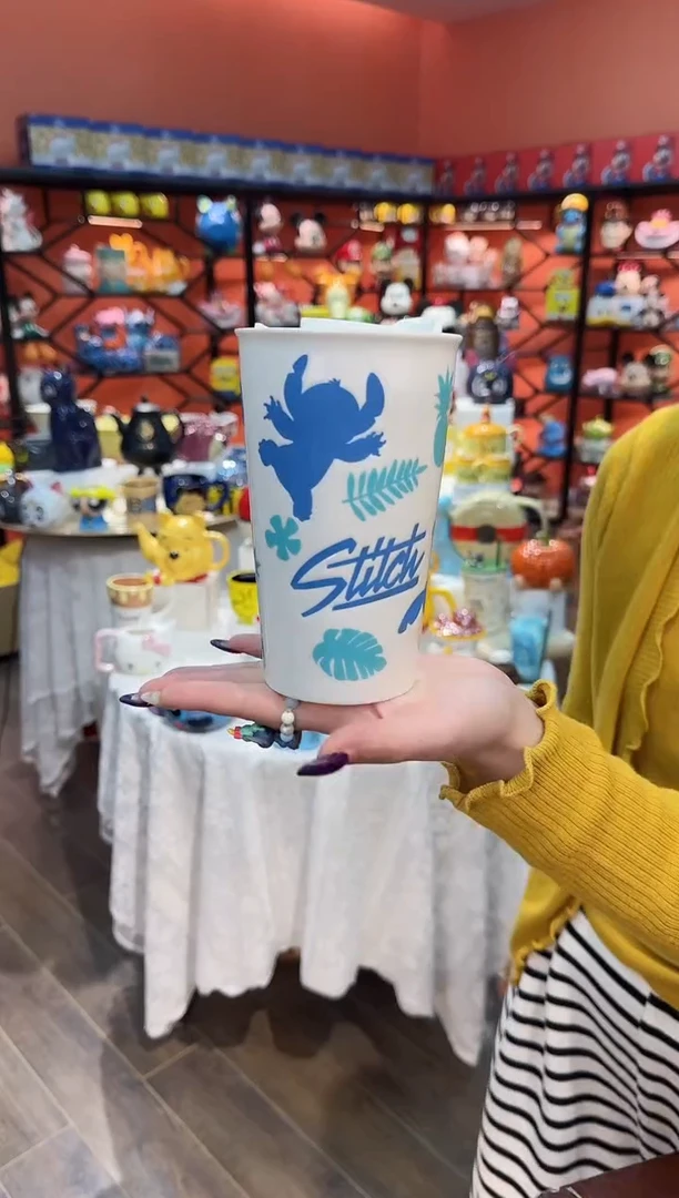 瓷片@@史迪奇双层陶瓷水杯