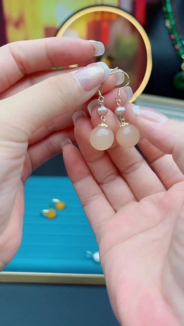 玛瑙/玉髓耳饰银S925镶嵌218