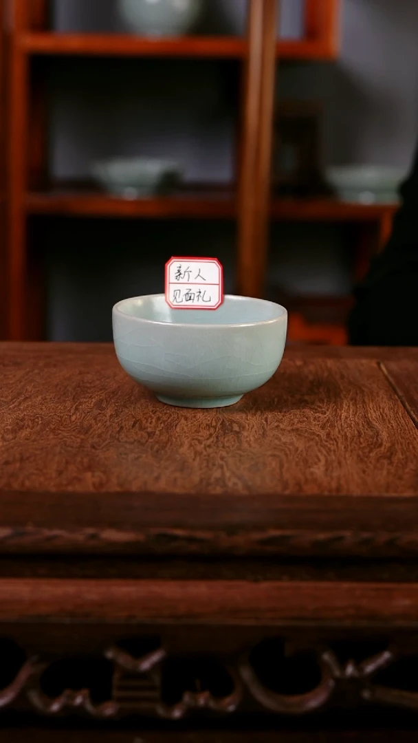杯子青霁原矿汝瓷仿古釉 罗汉杯精品