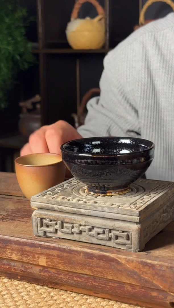 平阳窑手作黑釉油滴盏