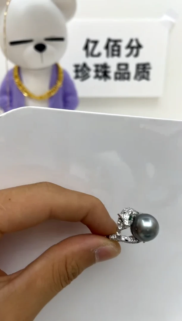 银S925镶嵌戒指海水珍珠12.7