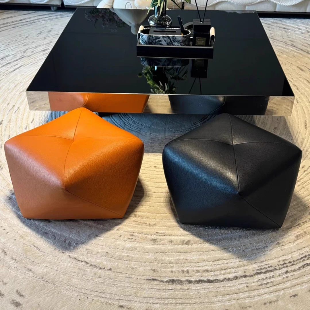 生态皮八角凳子客厅沙发脚踏凳坐墩小凳子家用矮凳门口入户换鞋凳