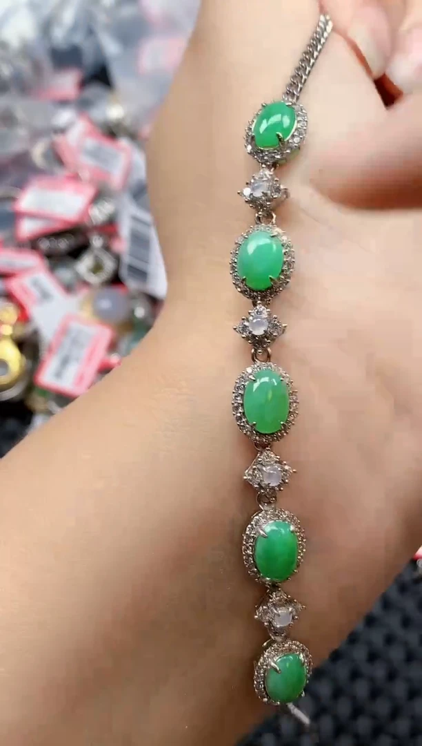 银S925镶嵌戒指翡翠天然A货缅甸翡翠