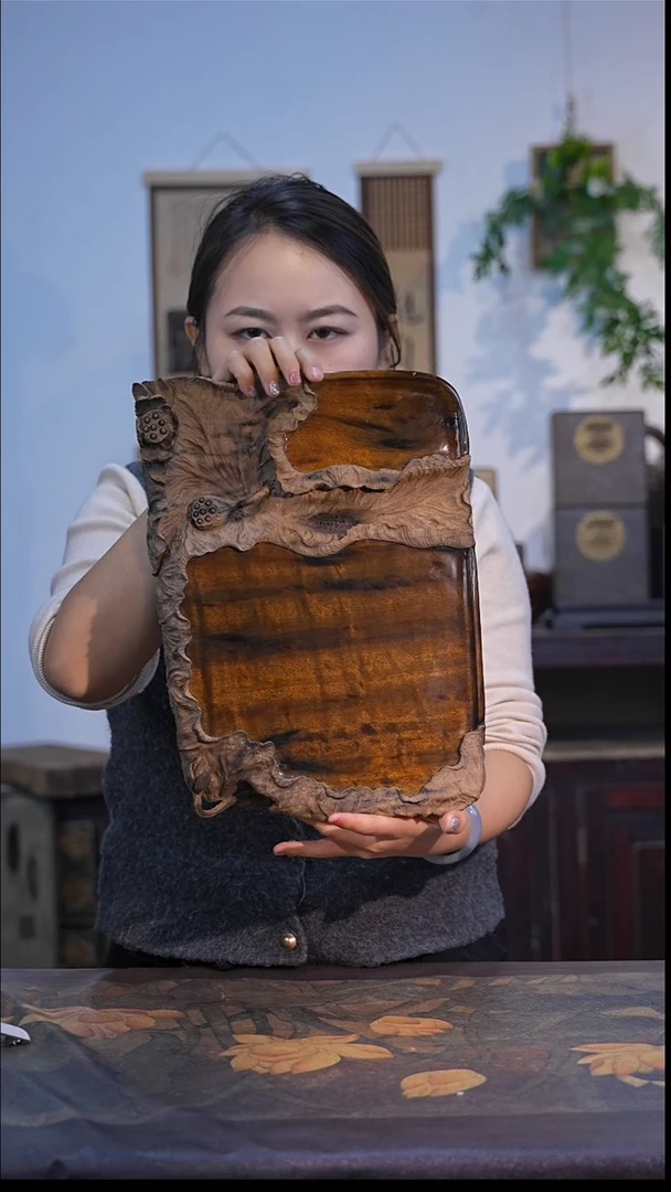 金丝楠金丝楠阴沉料绿料水波茶盘