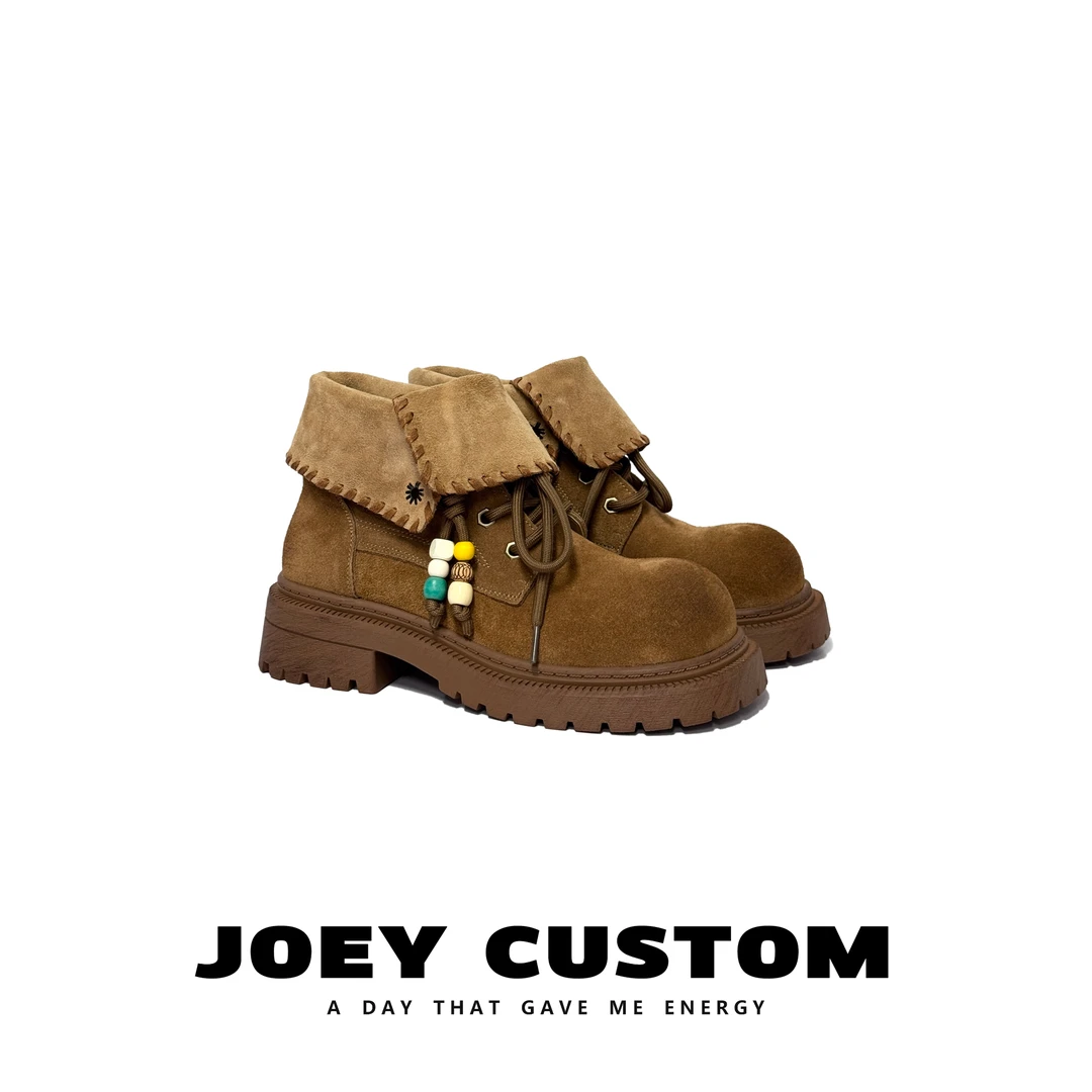 JOEY |  秋季上新两穿工装风厚底马丁靴洋气真皮女靴   0216