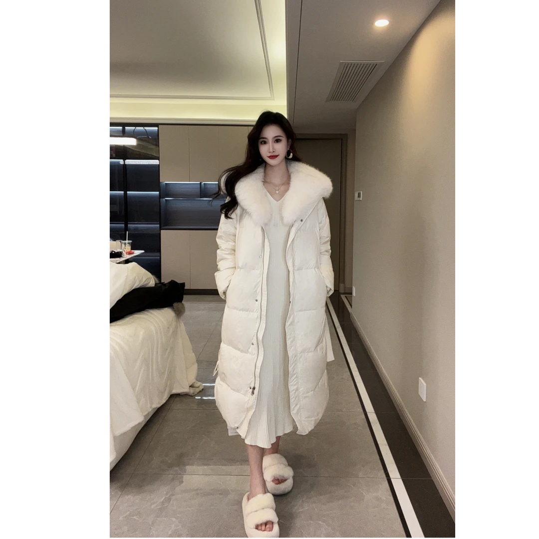 【璐璐专属】鹅绒2024冬季新款大毛领长款羽绒派克服设计感 YB24121