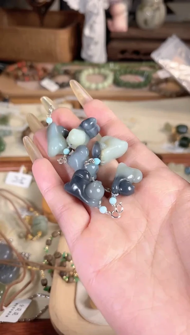 吊坠(不含链)银S925镶嵌和田玉多样性发其一孤品默认微瑕