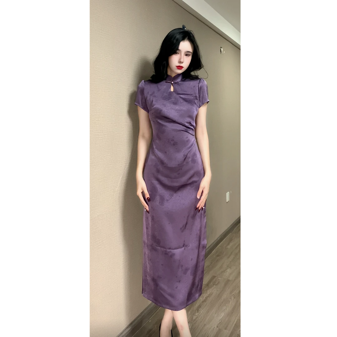 【紫调】绫曦2025春夏新款气质优雅少女旗袍裙