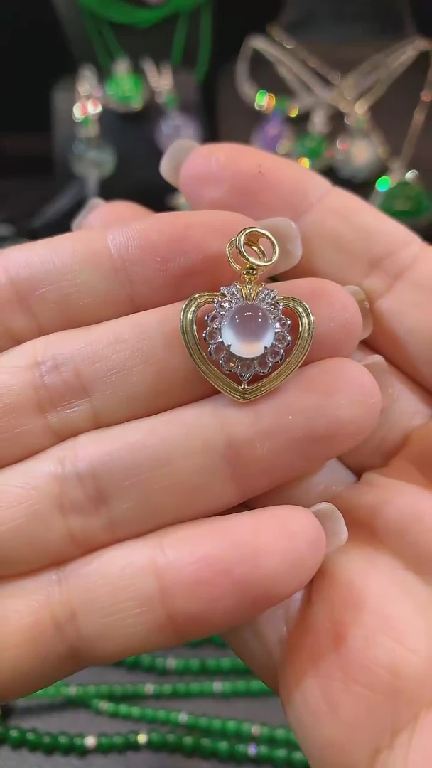 翡翠18K金镶嵌吊坠(不含链)吊坠