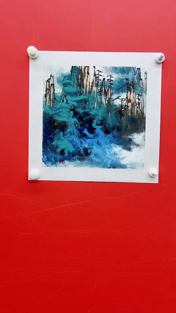 国画杨和平-山水-1平尺-手绘-纸本-国画